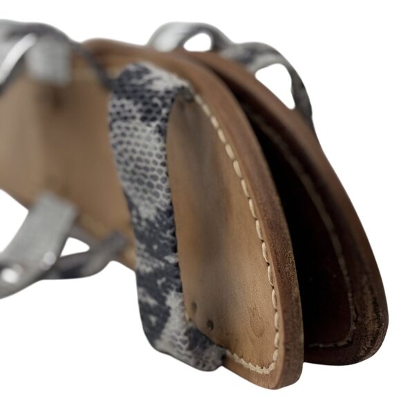 Made in Italy Il Sandalo Caprese 39 ,8 Snakeskin Silver Leather Handmade Sandals - Picture 11 of 13
